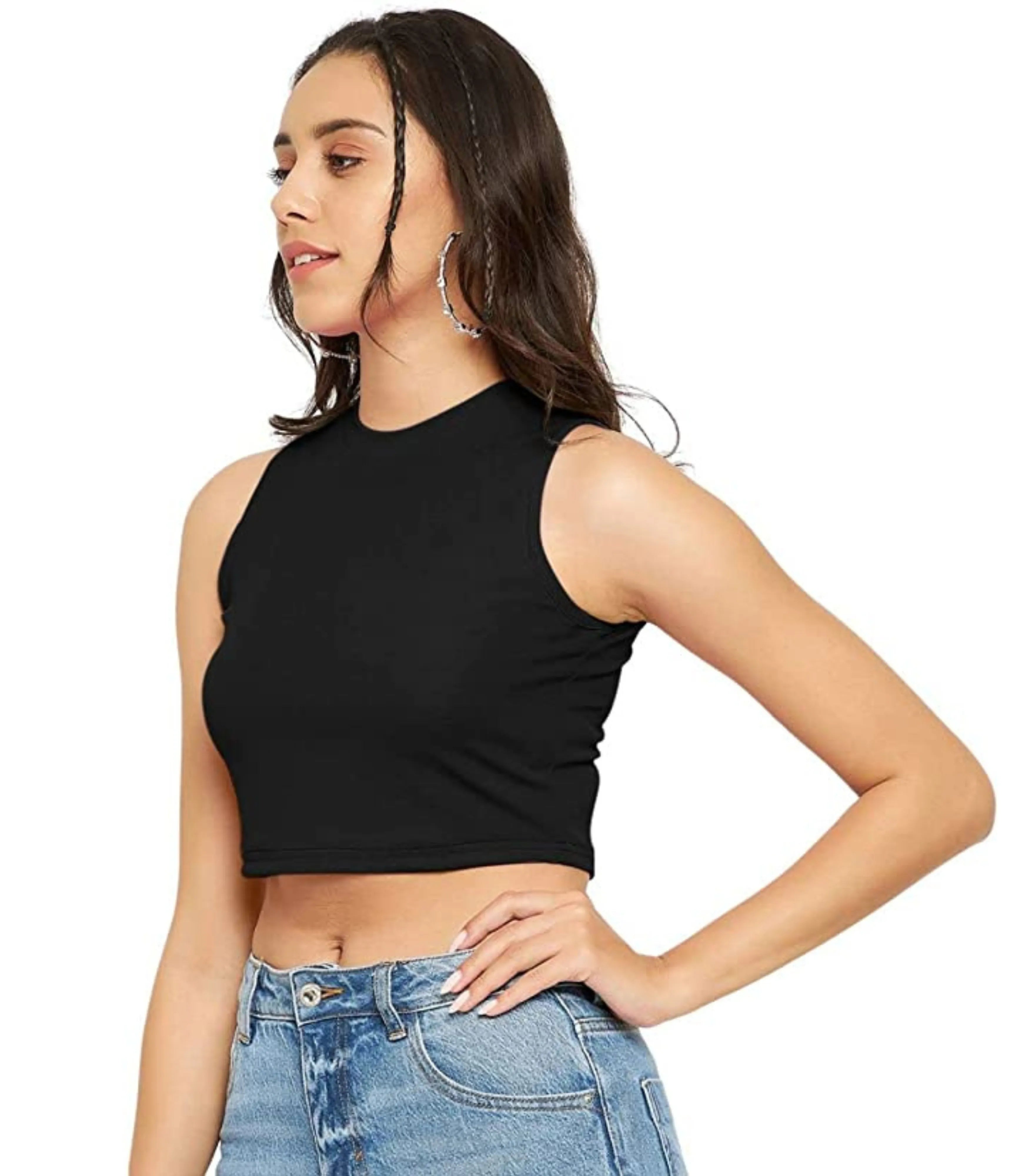 Stylish Crop Top - Midnight Black