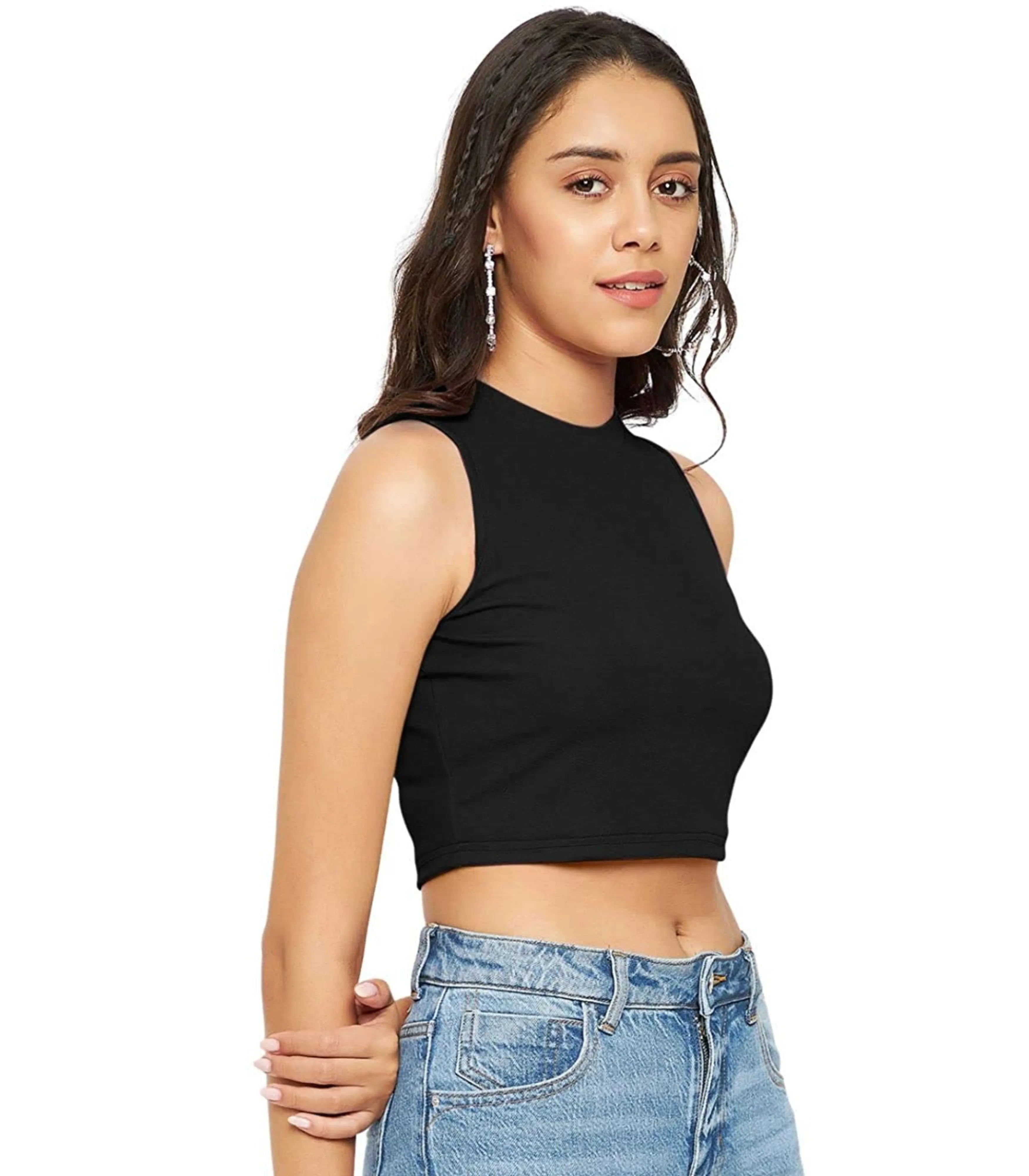 Stylish Crop Top - Midnight Black