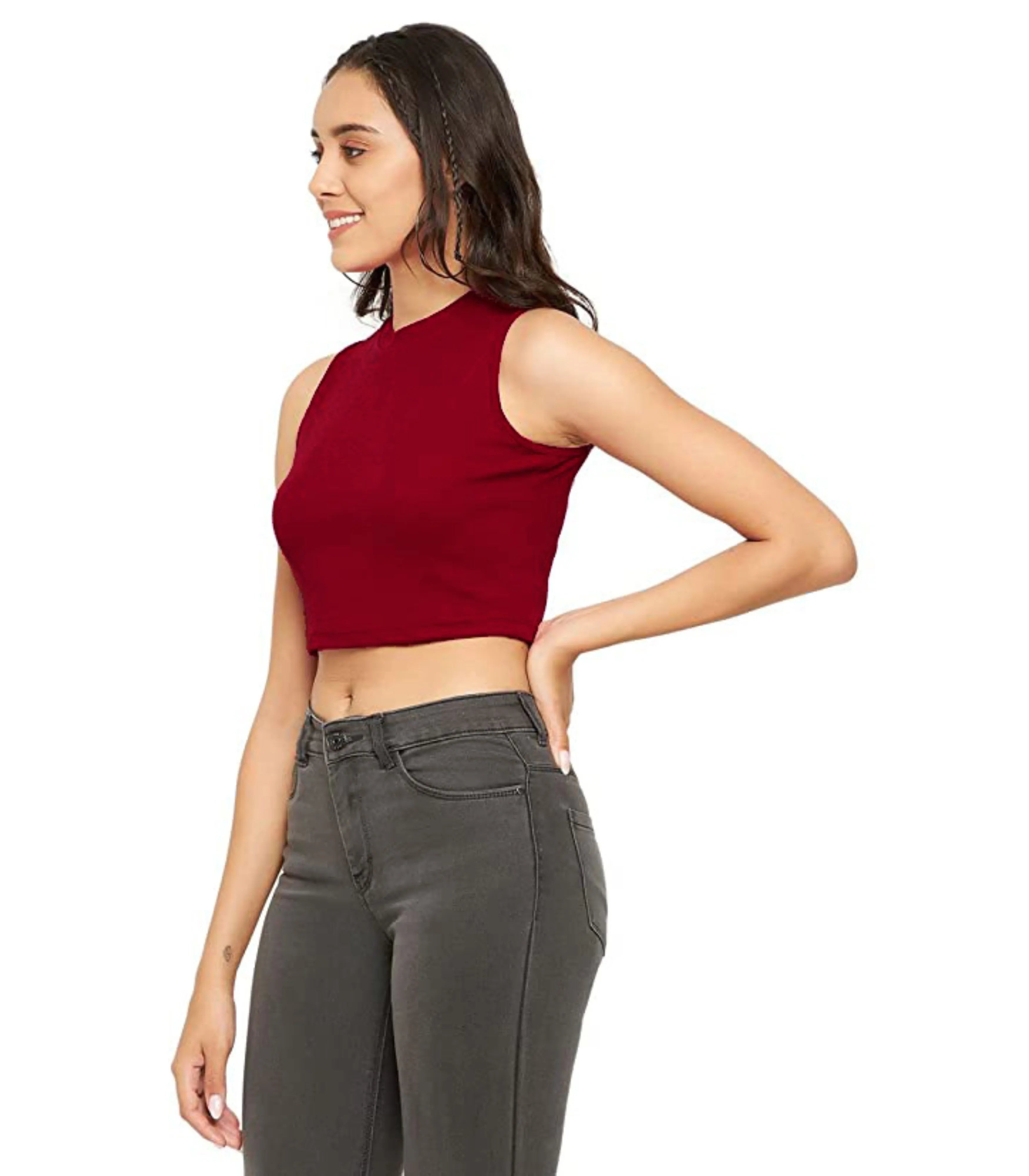 Stylish Crop Top - Maroon