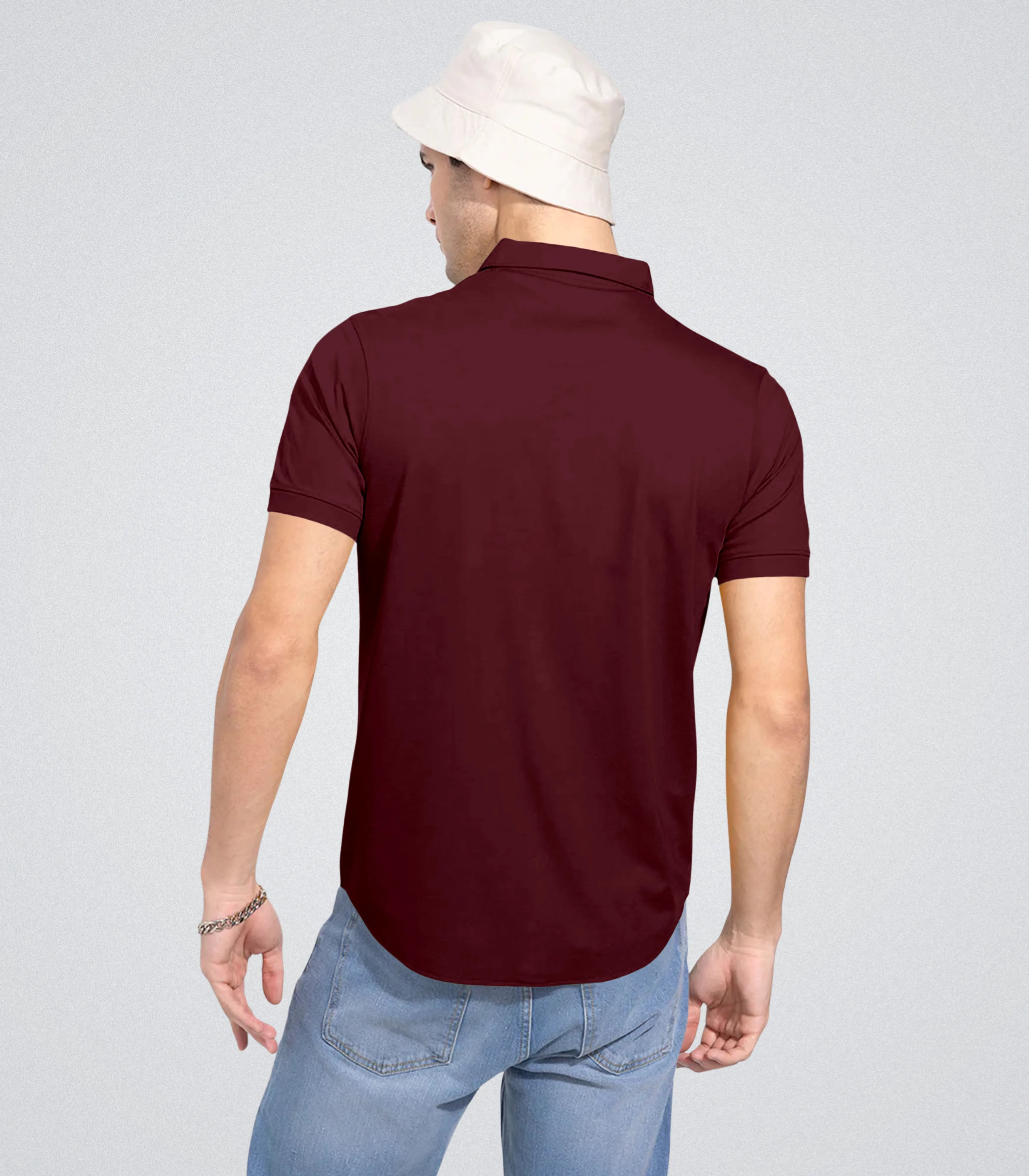 Premium Slim-Fit Lycra Shirt – Maroon