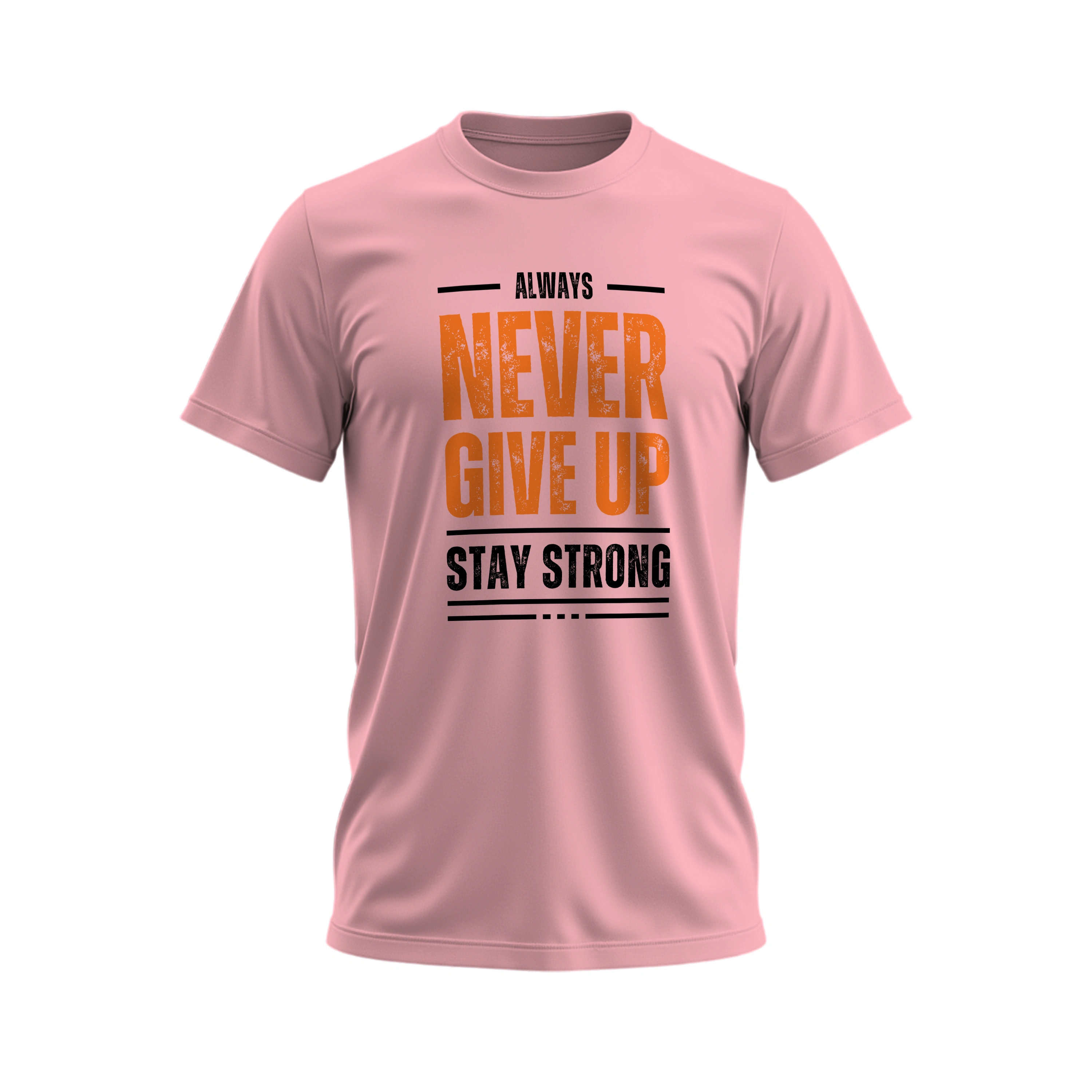 Pink t-shirt with motivational quote on a white background