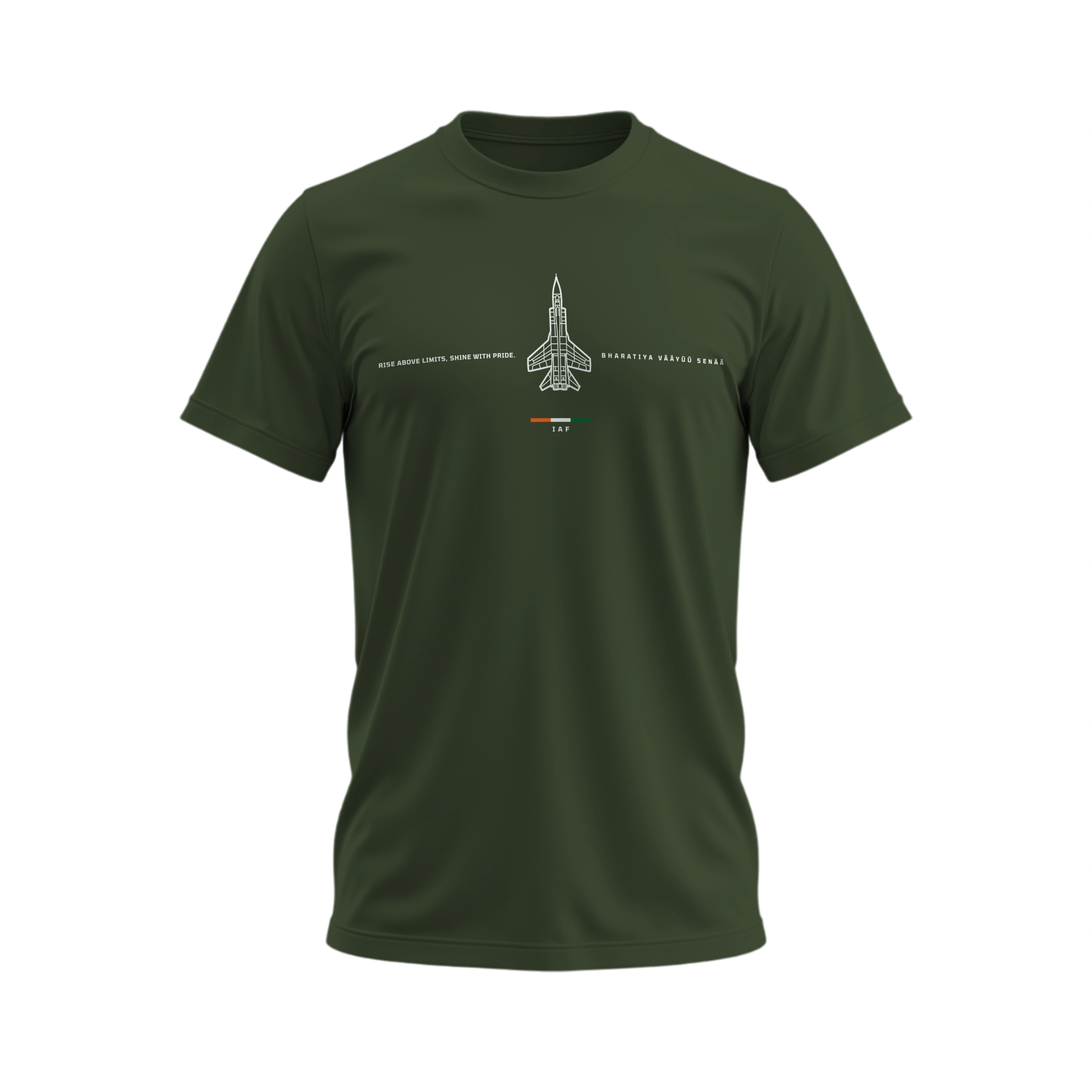 Green t-shirt with a graphic design on a white background