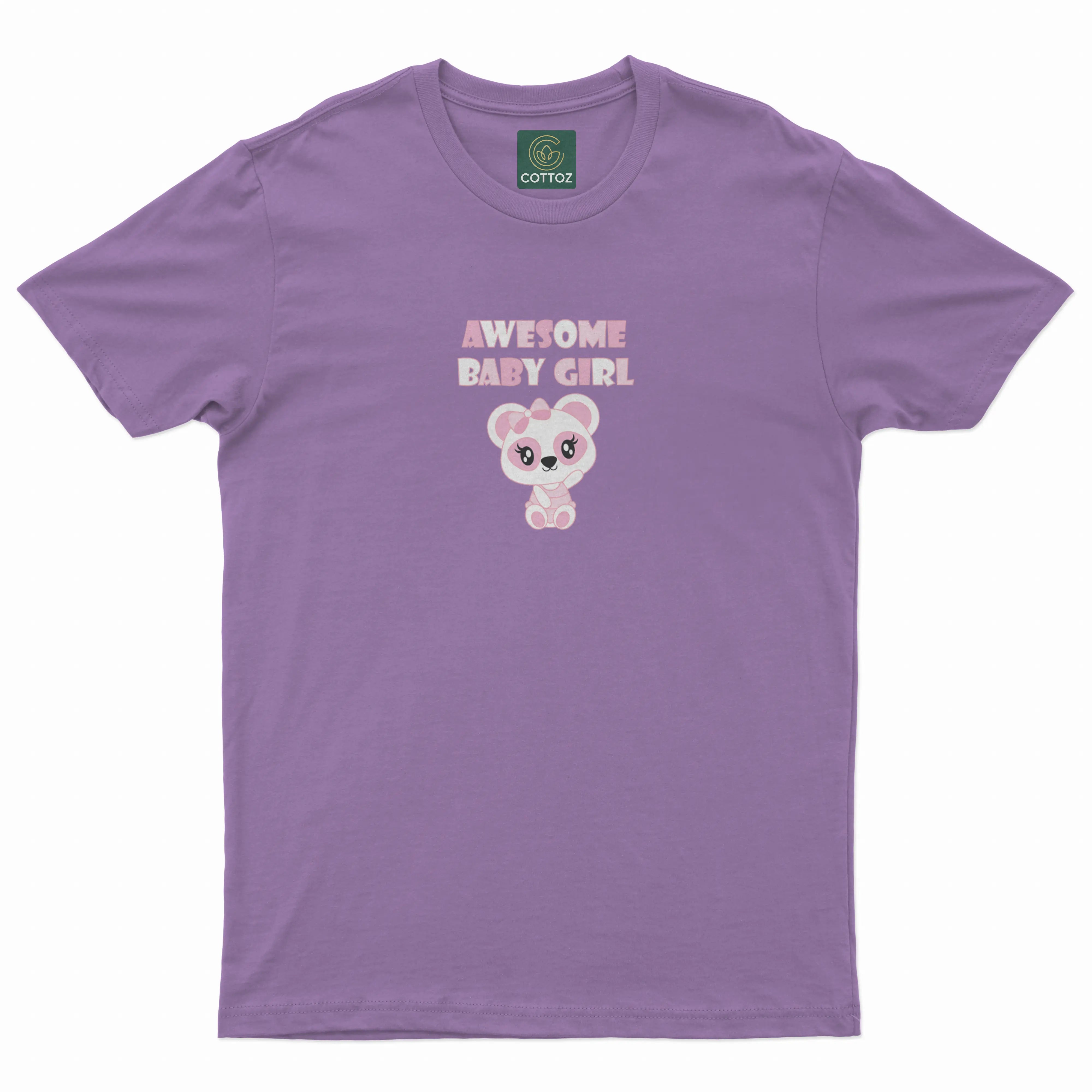 Purple t-shirt with a cartoon bear and text on a white background