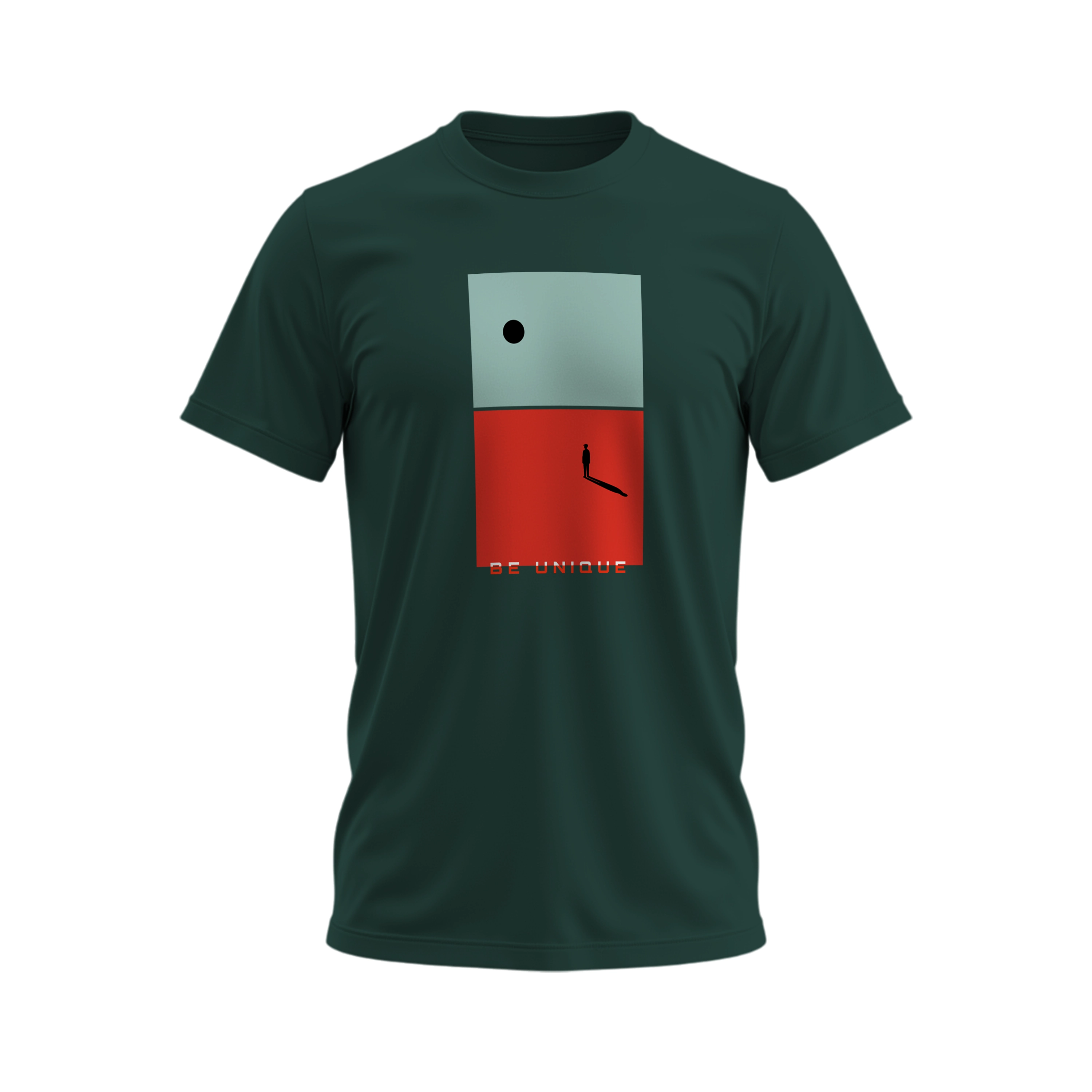 Green t-shirt with a graphic design on a white background
