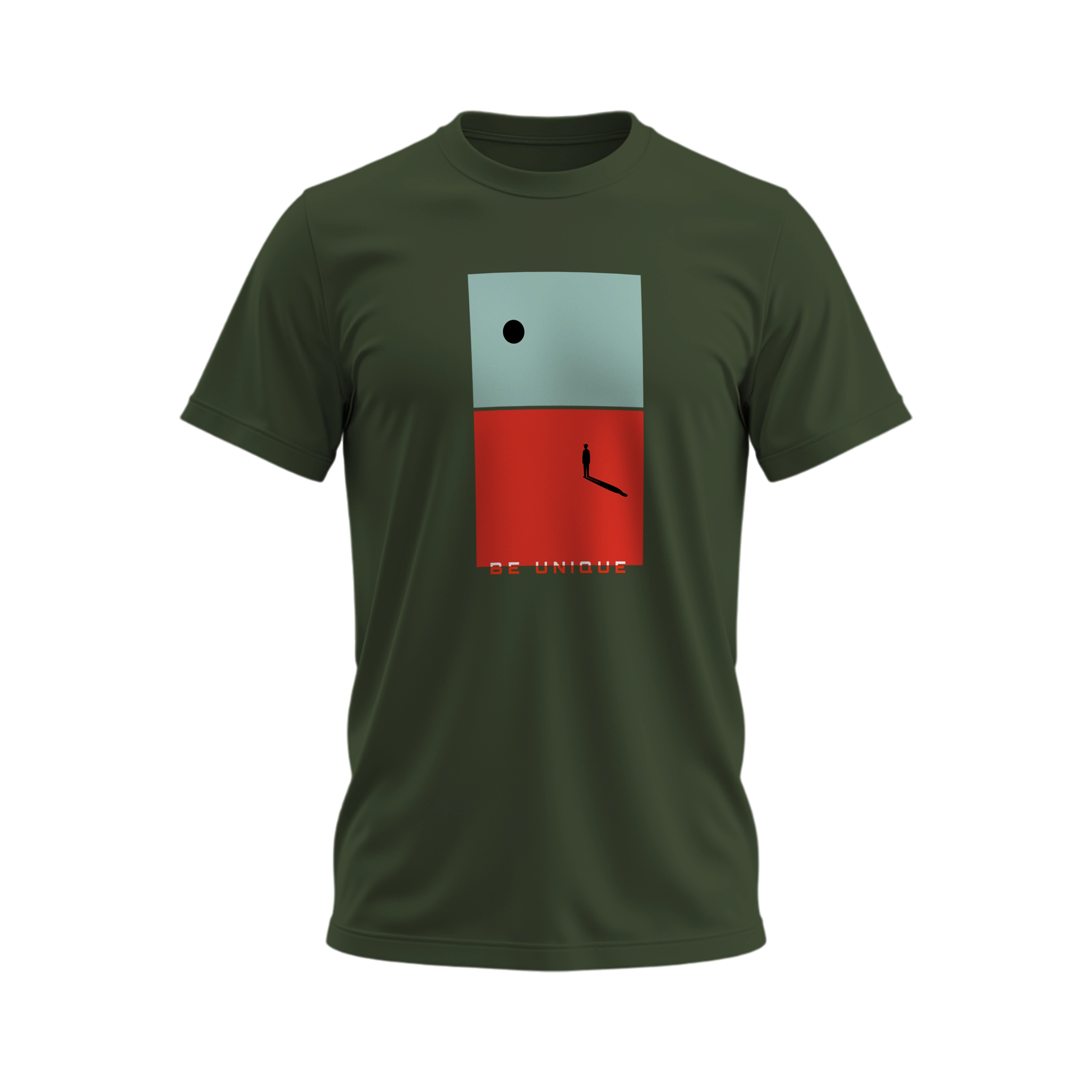 Green t-shirt with a graphic design on a white background