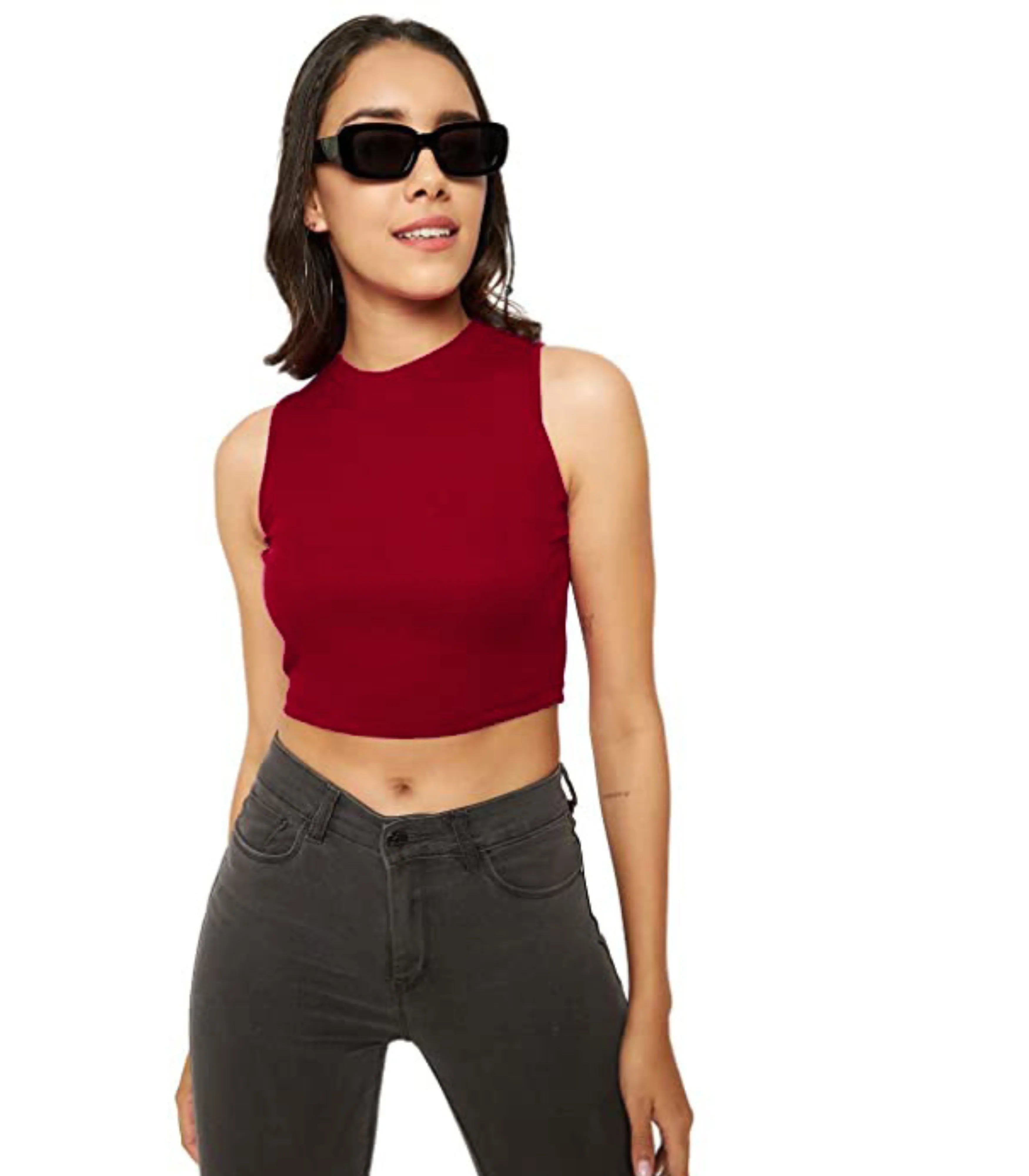 Stylish Crop Top - Maroon