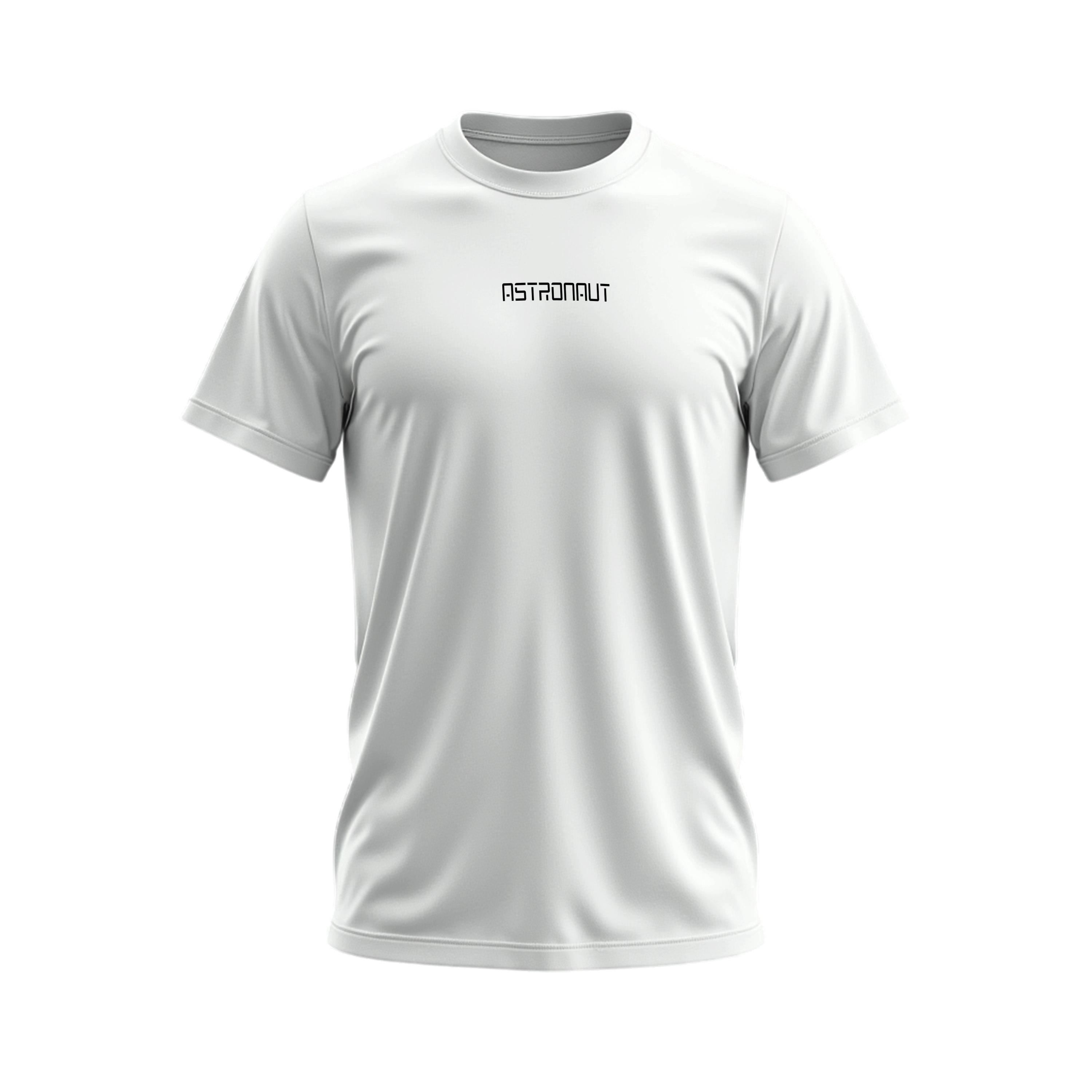 White t-shirt with 'Astronaut' branding on a white background