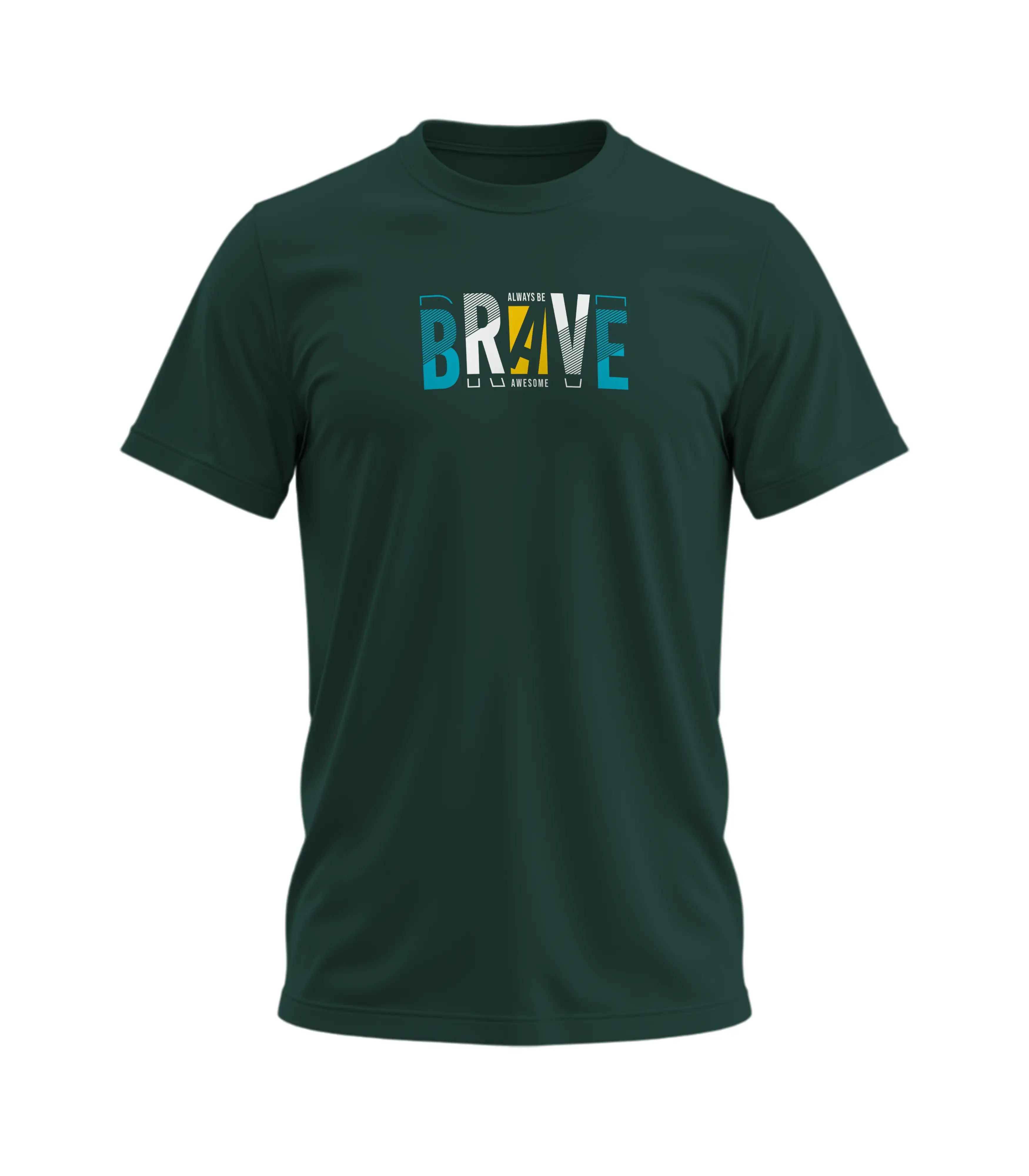 Green t-shirt with 'BRIVE' printed on it against a white background