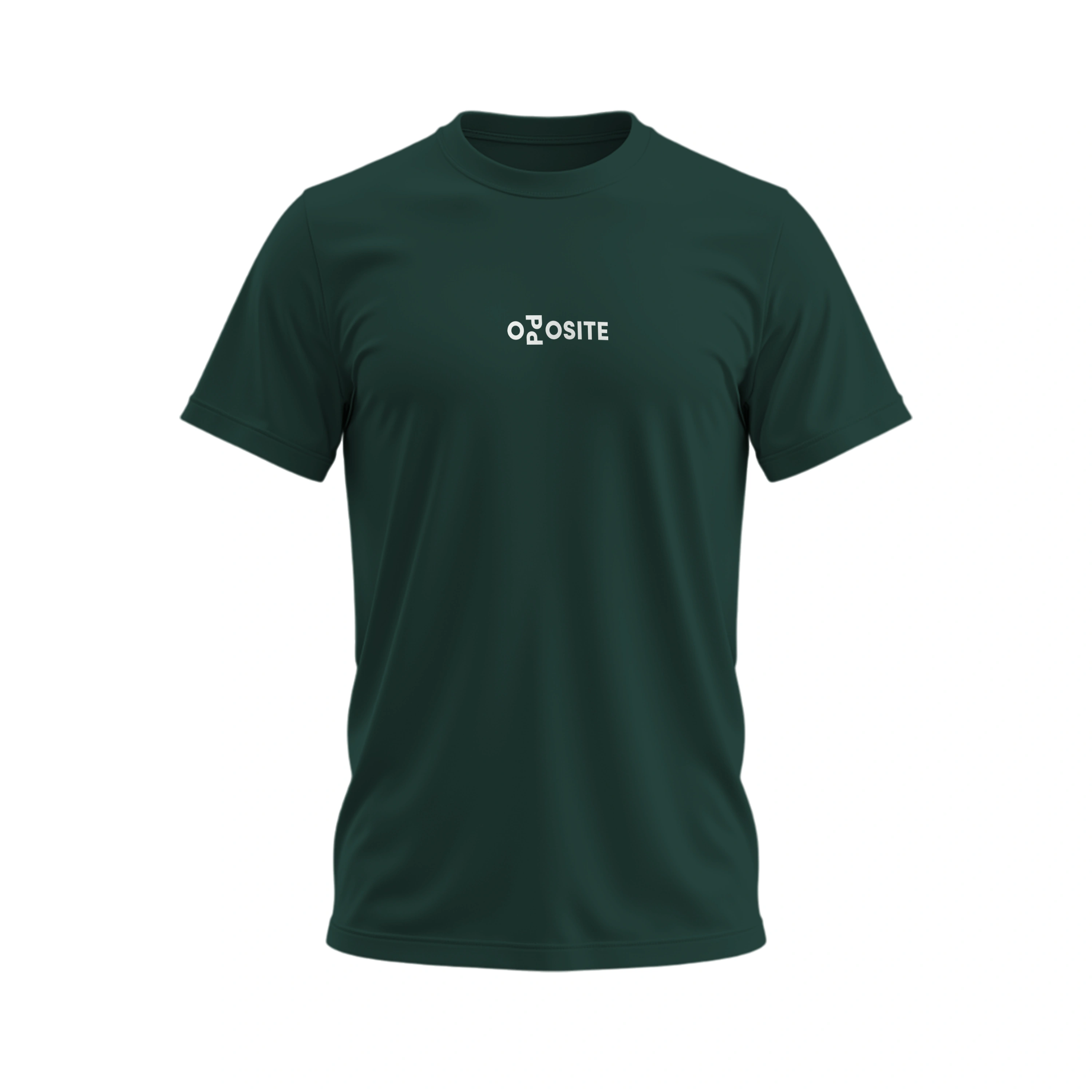 Green t-shirt with a logo on the chest against a white background