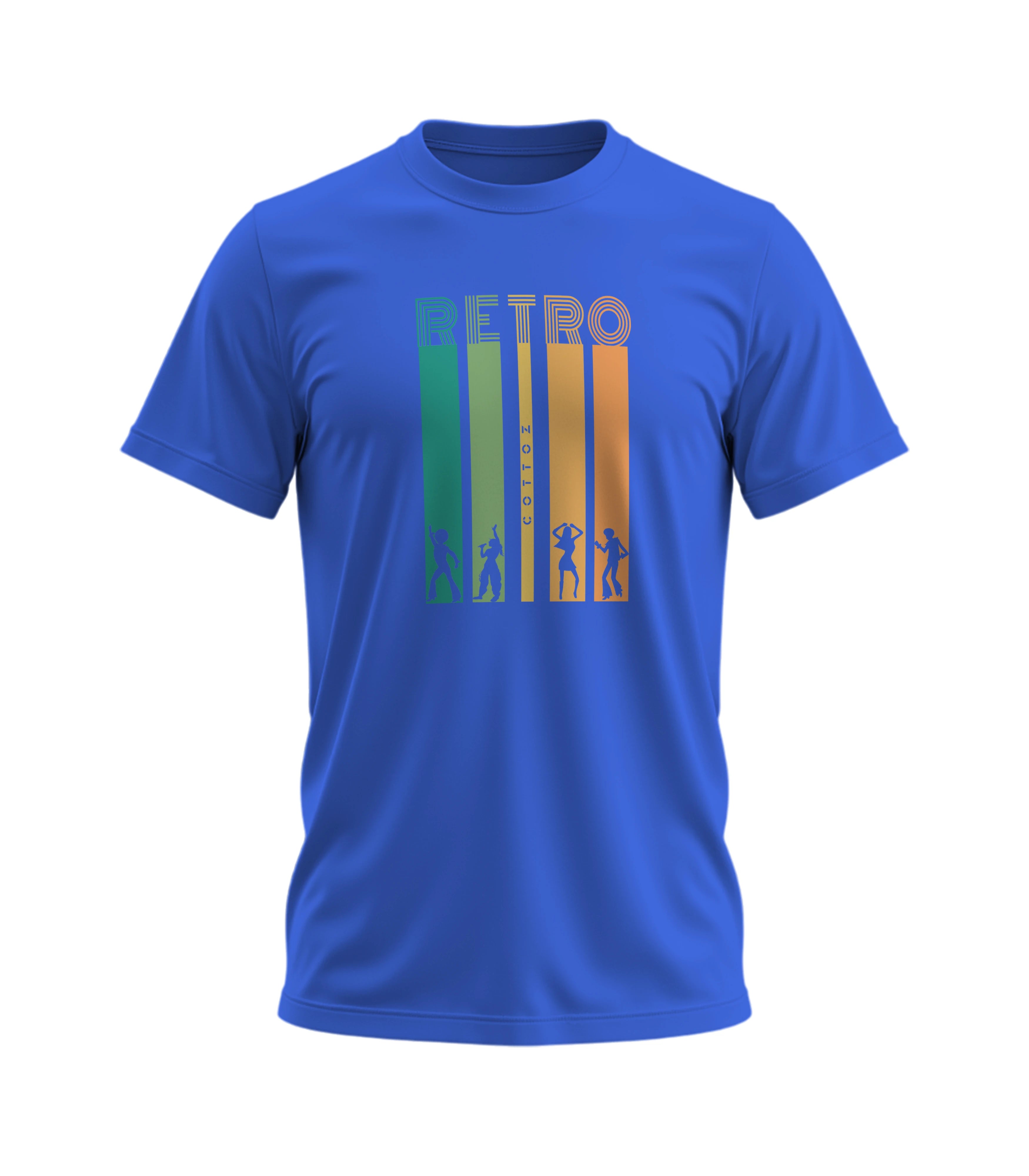 Blue t-shirt with 'Retro' design on a white background