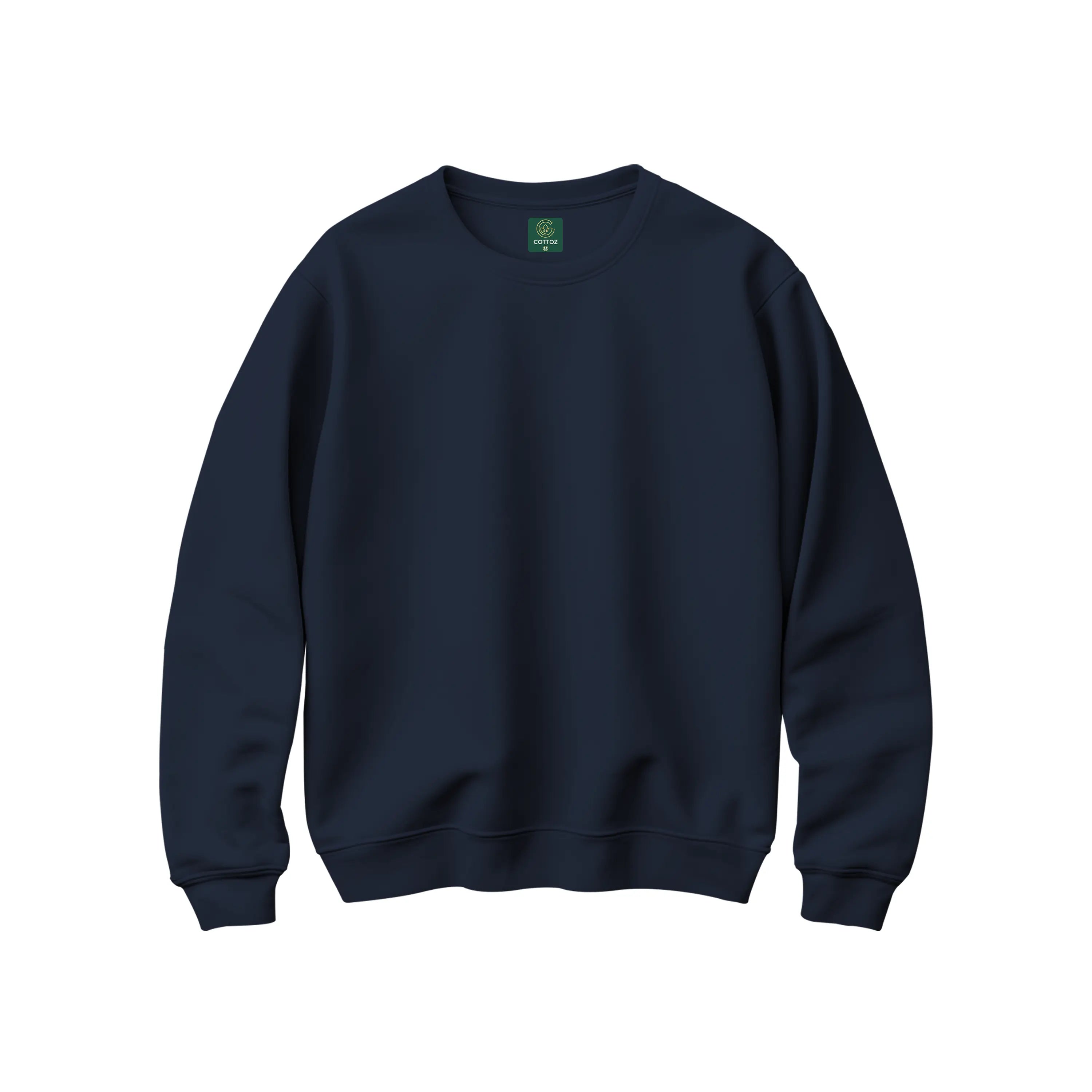 Navy blue sweatshirt on a white background