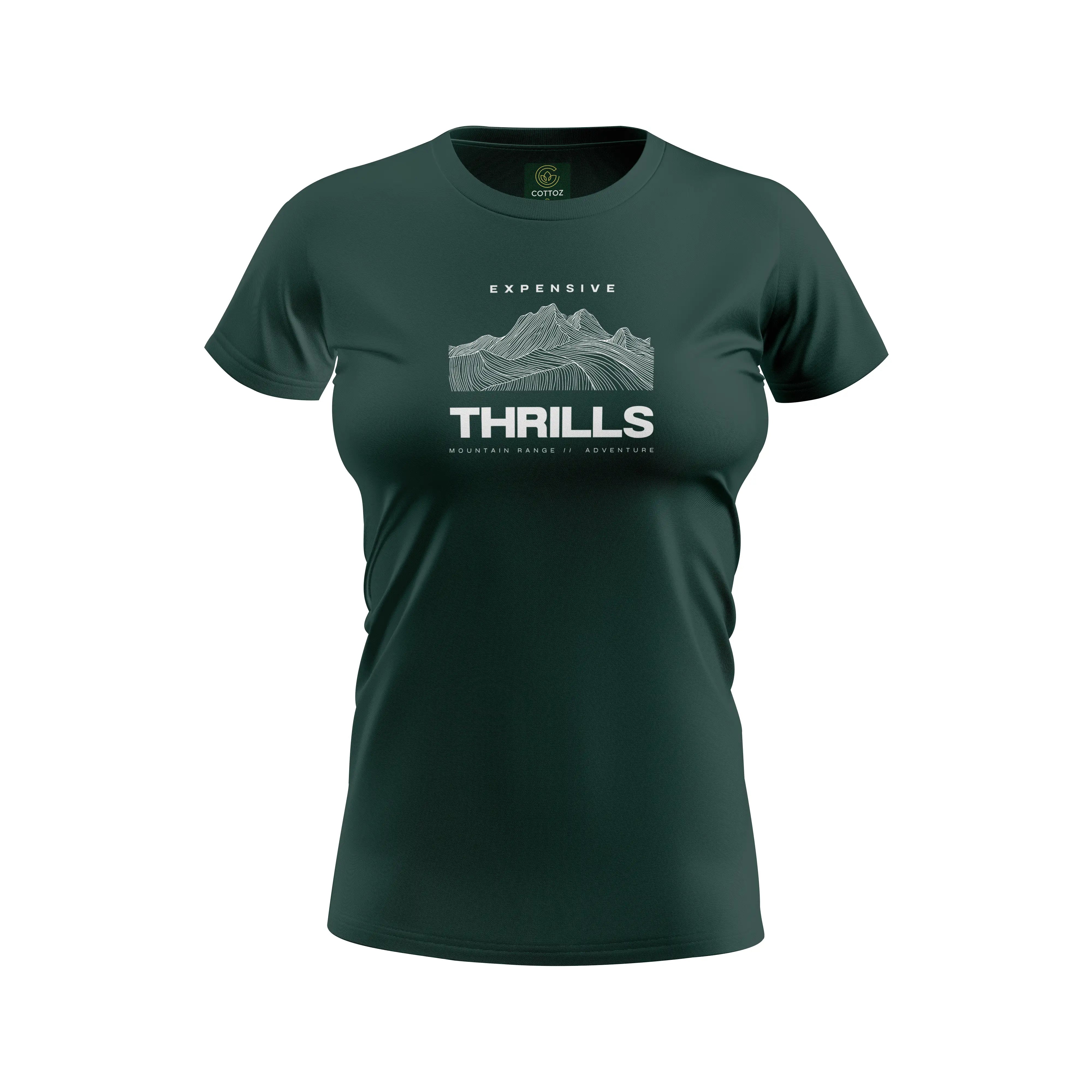 Green t-shirt with white graphic and text on a white background