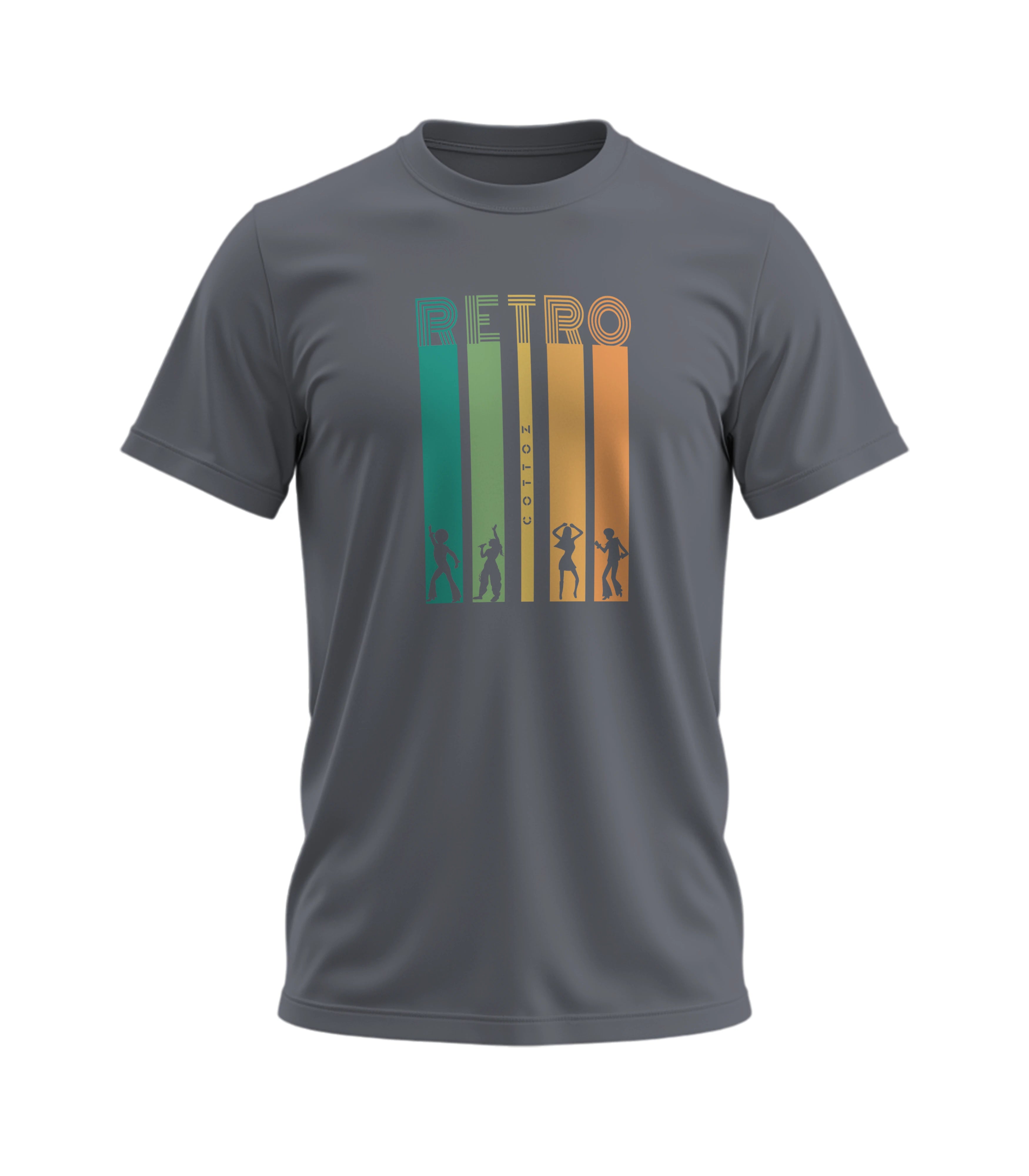 Gray t-shirt with 'Retro' design on a white background